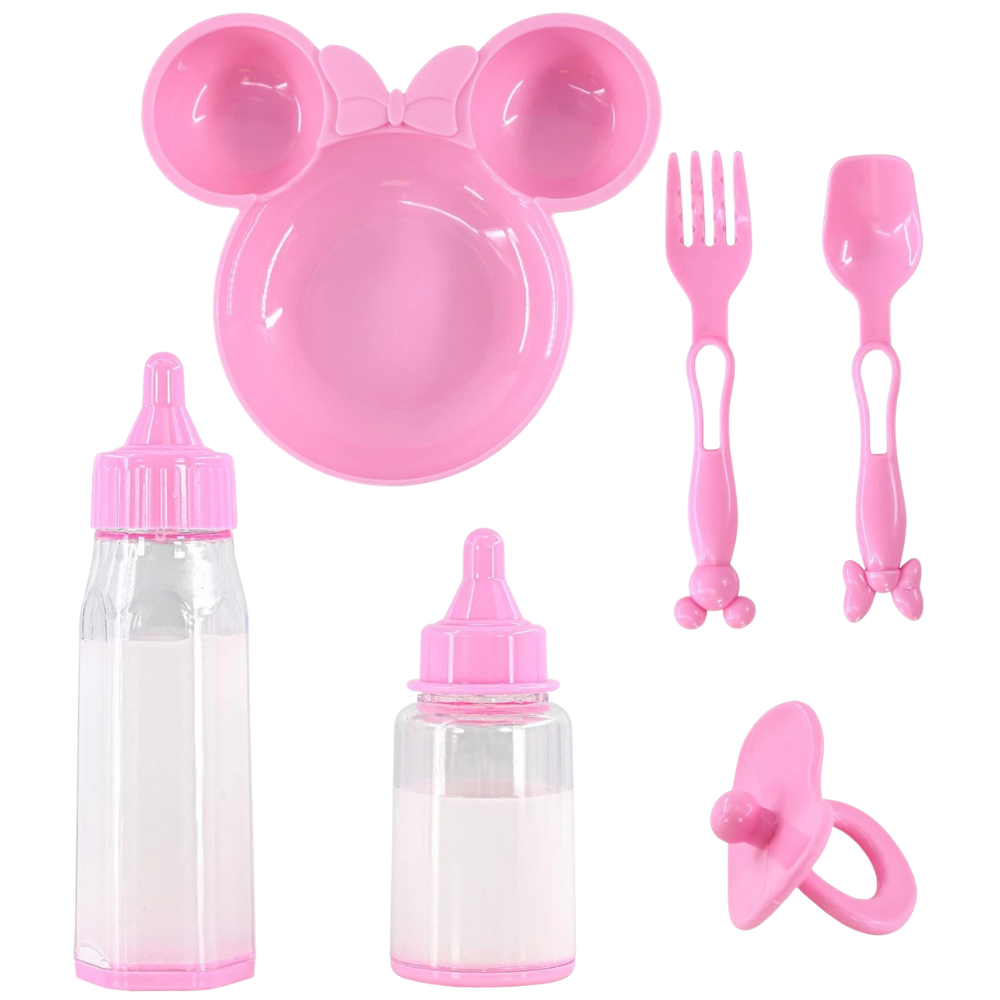 Baby Doll Feeding Set 6pc Pretend Play Bottles Dummy Spoon Accessories for Bibi Doll Fun