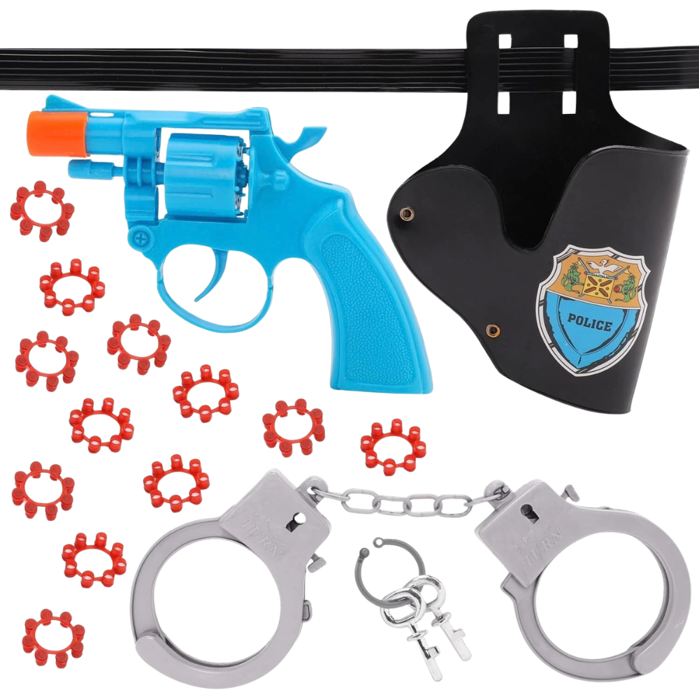 Toyland 14cm 96 Shot Cap Pistol Play Set Holster Handcuffs 8+ Fancy Dress Toy