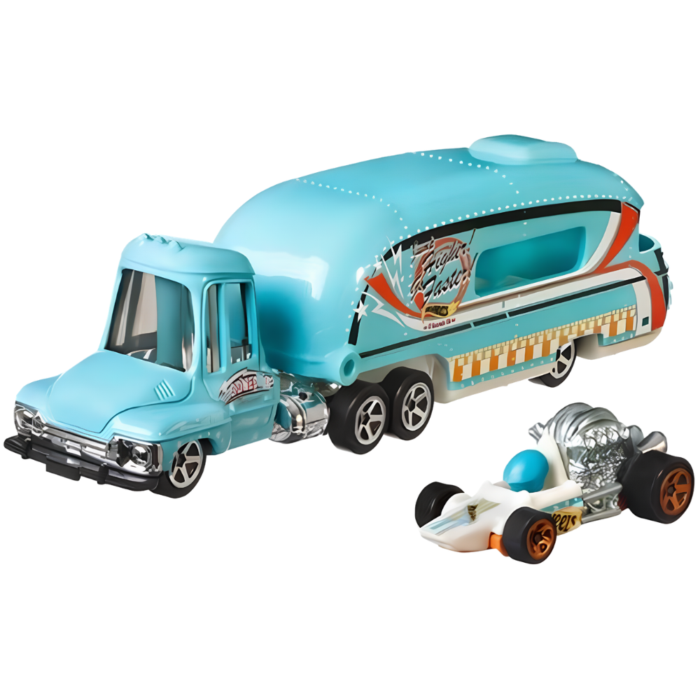 Hot Wheels Super Rigs Tooned Up Hauling Truck with 1:64 Scale Car Mattel Kids Toy