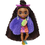 Barbie Extra Minis Doll 5.5in Sprinkle Dress Furry Purple Coat Accessories Fashion Toy 3+