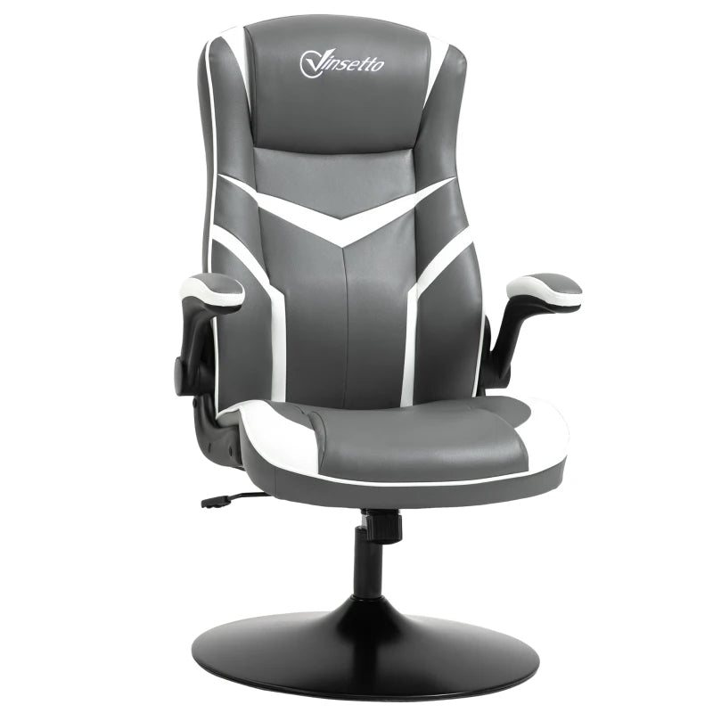 Grey Ergonomic Gaming Chair – Adjustable Height, Swivel & PVC Leather