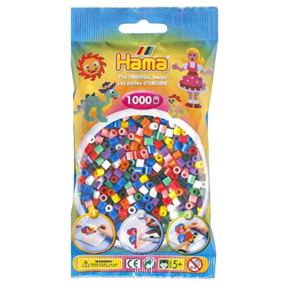 Hama Beads 1000 Midi Beads Refill Bags Assorted Colours Arts & Crafts Set Ages