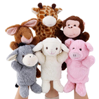 Set of 6 Animal Hand Puppets Plush Safari Wildlife Glove Puppets Storytelling Role Play