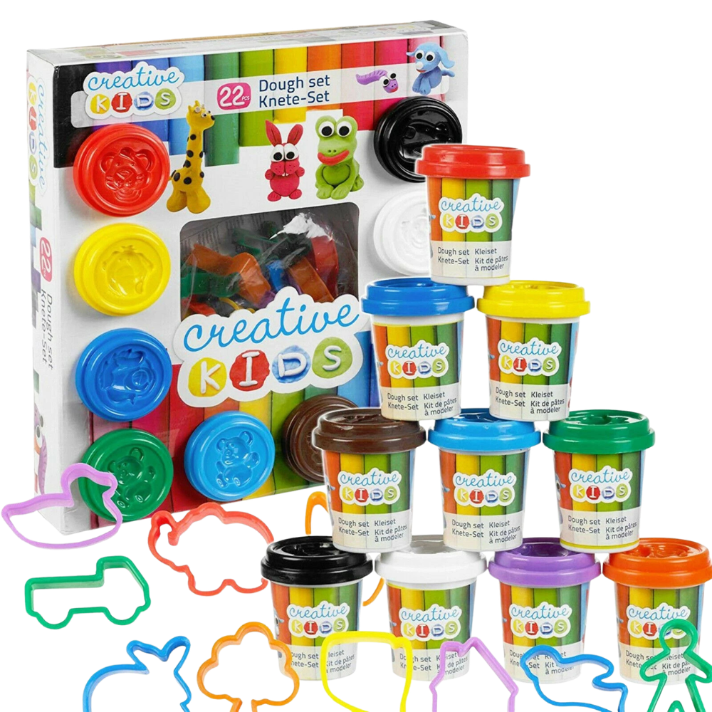 Kids Dough Craft Art Set 22 Pcs Modelling Clay Shapes Shapers Creative Playset Boys Girls