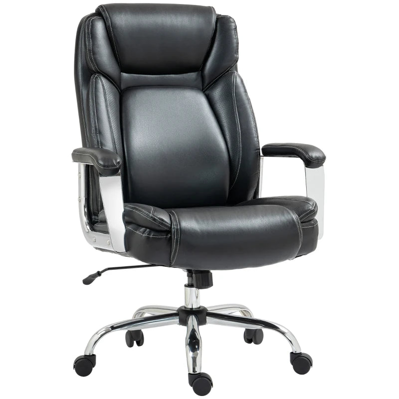 Black Faux Leather Office Chair – Heavy Duty Swivel Chair with Adjustable Height