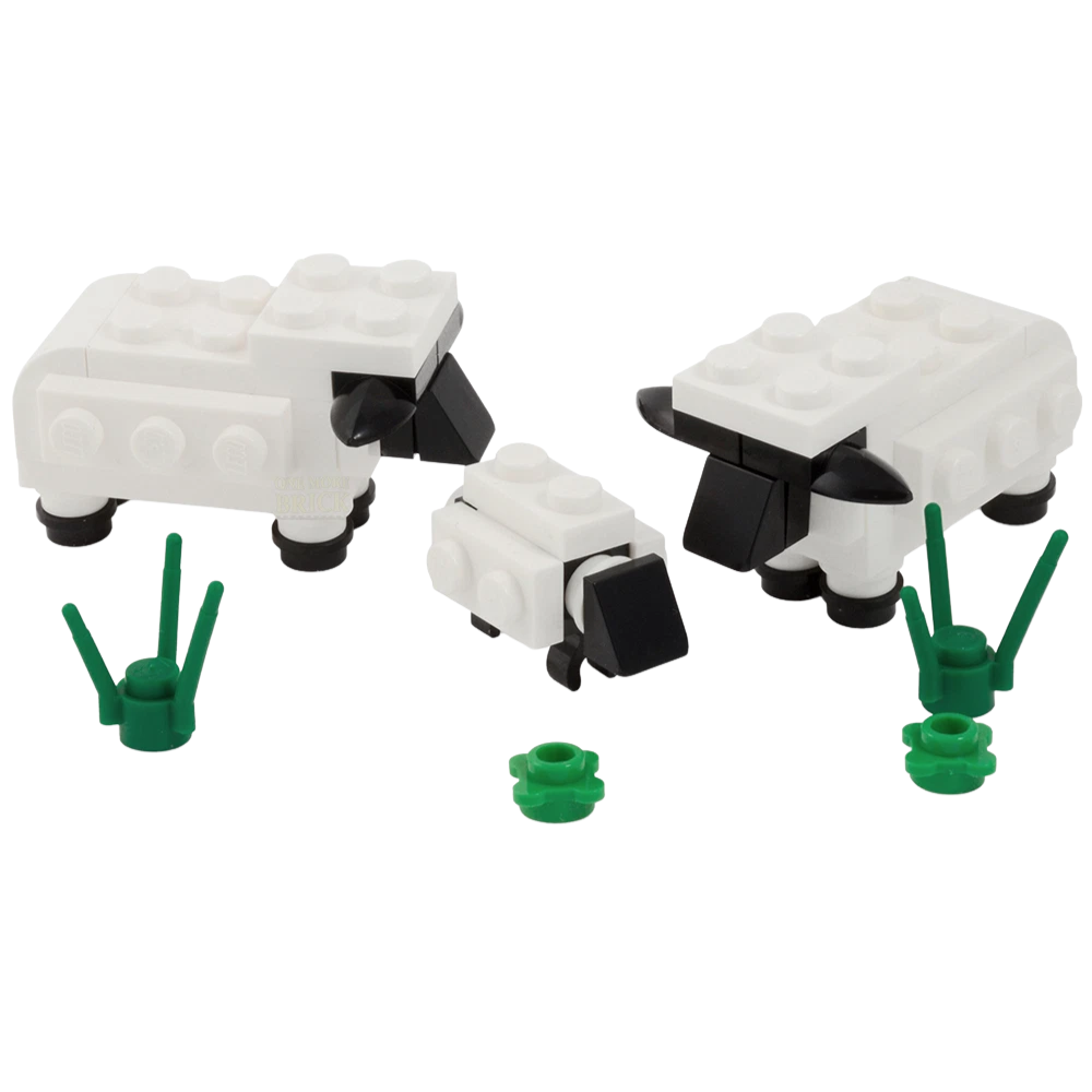 LEGO Sheep & Lamb with Grass Set of 3 Farm Field City Accessories