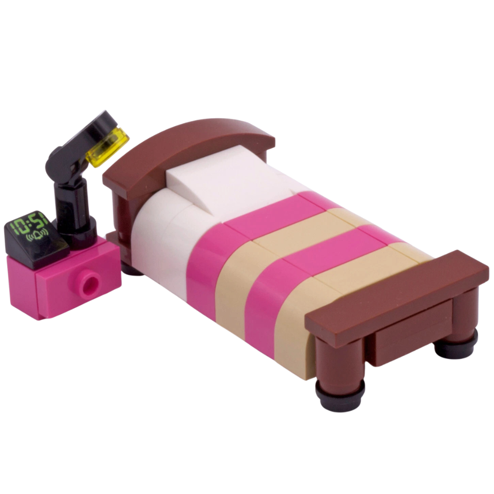 Lego Pink Single Bed Bedroom Furniture Custom Kit Made with Real Lego Bricks Display Model Set