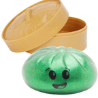 Toyland® Shiny Green Squishy Bao Dumpling Fidget Toy with Reusable Steamer Box – Sensory Squeeze Toy Ages 3+