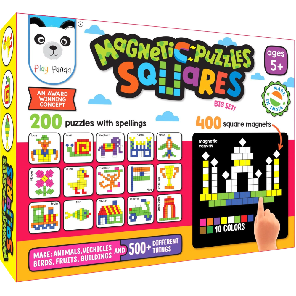 Play Panda Magnetic Puzzle Squares 400 Pieces IQ Brain Builder Educational Toy
