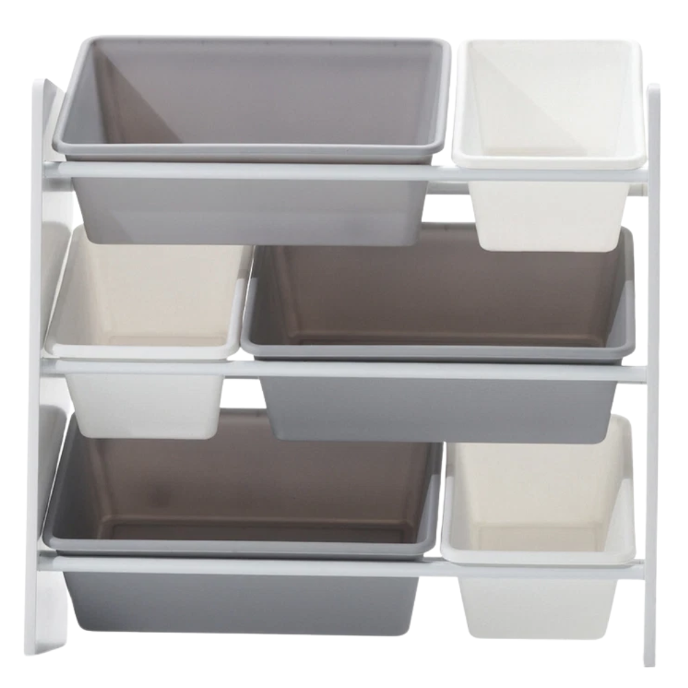 Kids Toy Storage Rack with 6 Removable Plastic Bins and 3 Shelves