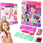 Kids Temporary Tattoo Stickers & Glitter Pens Art and Craft Fun Set