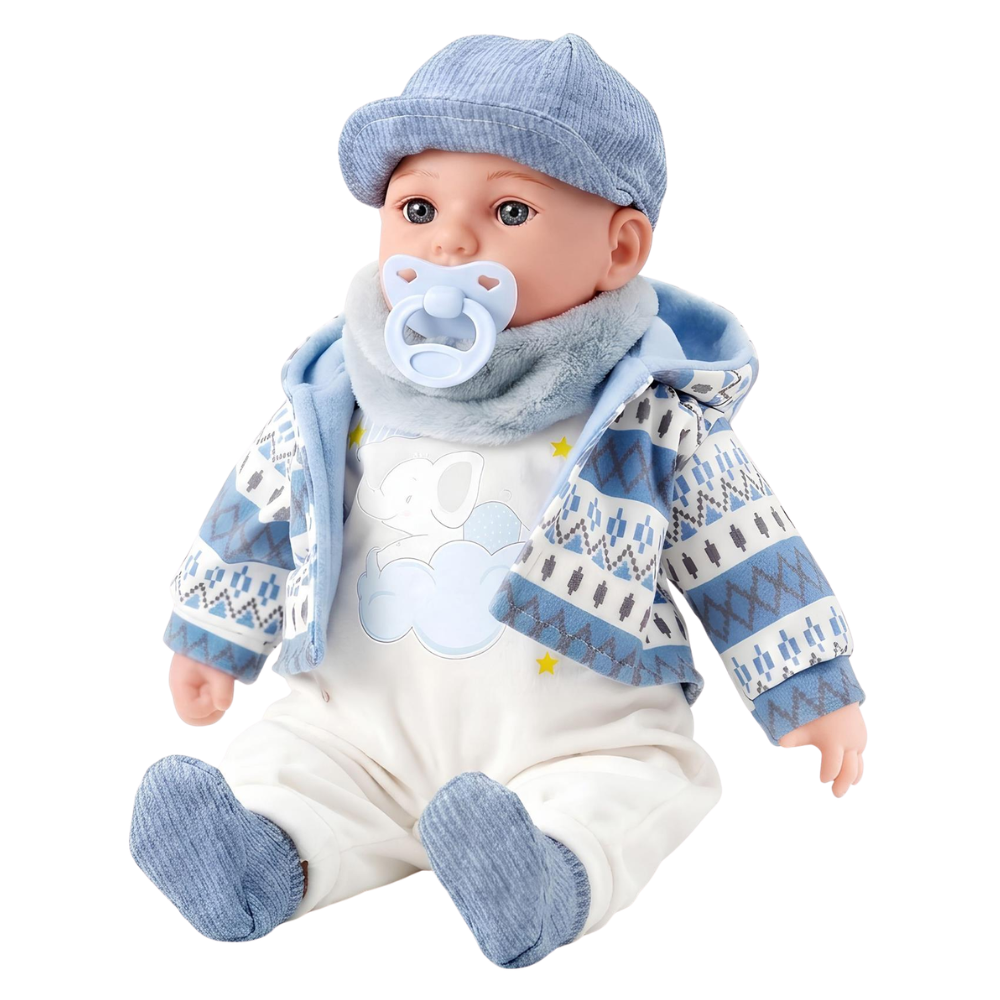 16" Baby Dolls Felix & Louise Soft Body with 16 Sounds Blue Coat & Dummy