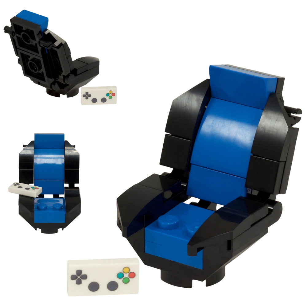 LEGO Blue Gaming Chair with Custom Printed Gamepad Tile Gamer Minifigure Accessory