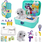 Pet Toy Pretend Dog Grooming Backpack Vet Play Set Gift for Kids and Children