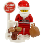 LEGO Santa Minifigure Father Christmas with Sign Cookies Sack Table Mug Genuine Figure