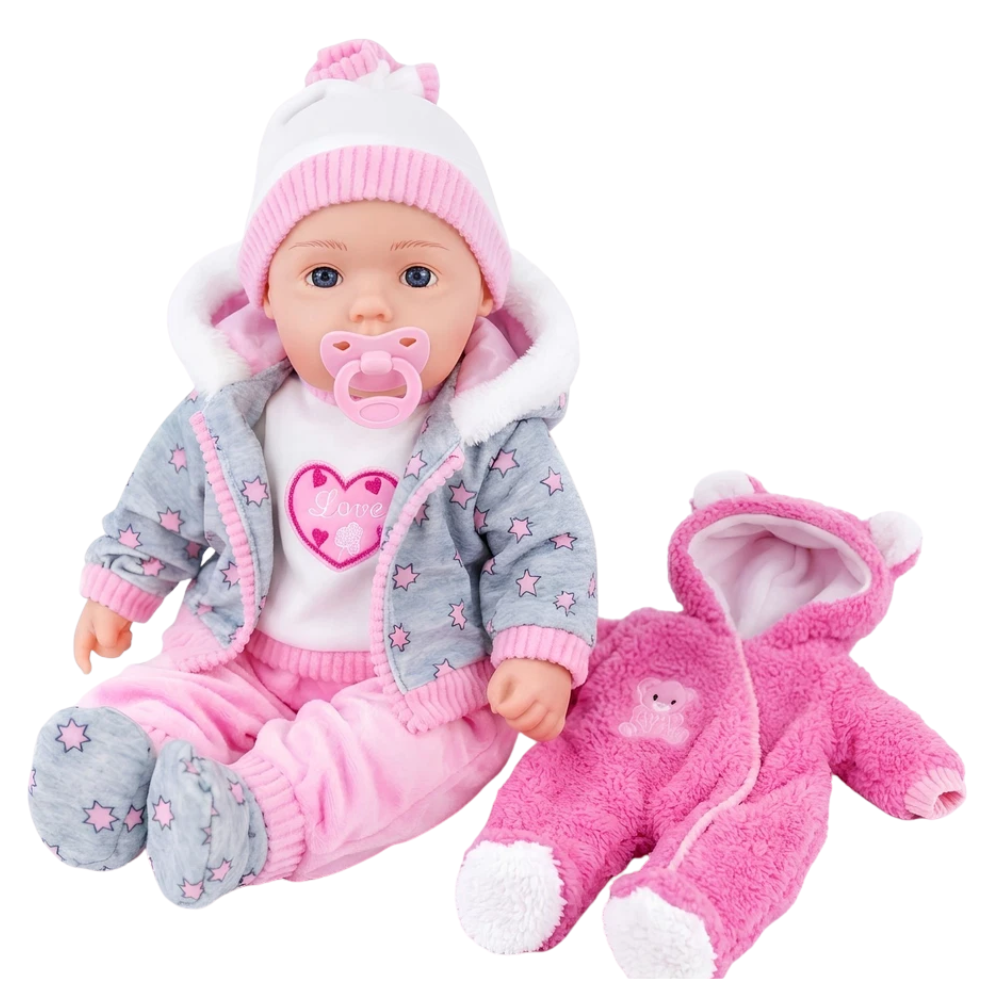 20" Lifelike BiBi Baby Doll for Girls & Boys Dummy Sounds & 2 Sets of Clothes