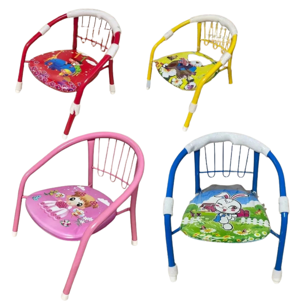 Kids Steel Chair Toddler Metal Chair with Comfortable Ergonomic Seating for Home School assorated