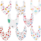 Baby Girls Bandana Dribble Bibs Organic Cotton Pack of 8 Soft Absorbent Feeding Bibs