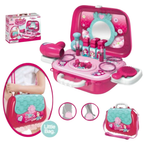 19pc Girls Role Play Jewelry Kit Princess Suitcase Pretend Makeup Hair Styling Toy Set
