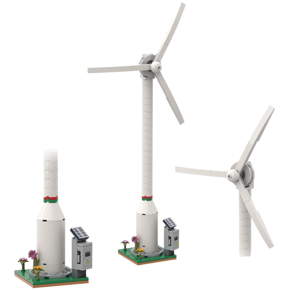 Lego Wind Turbine Custom Model 36cm Tall Windmill Kit Made with Genuine Lego Bricks