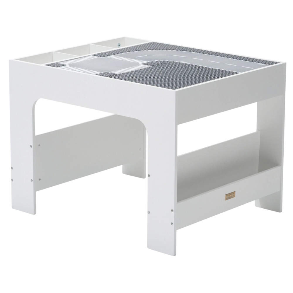 Kids Activity Table with LEGO-Compatible Surface Storage Shelf and Blackboard