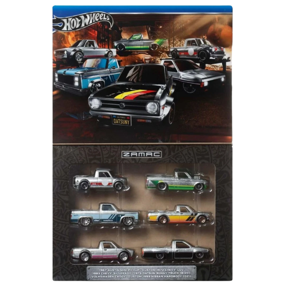 Hot Wheels Zamac Pickup Truck 6-Pack Die-Cast Cars Metal Vehicle Collection 3+