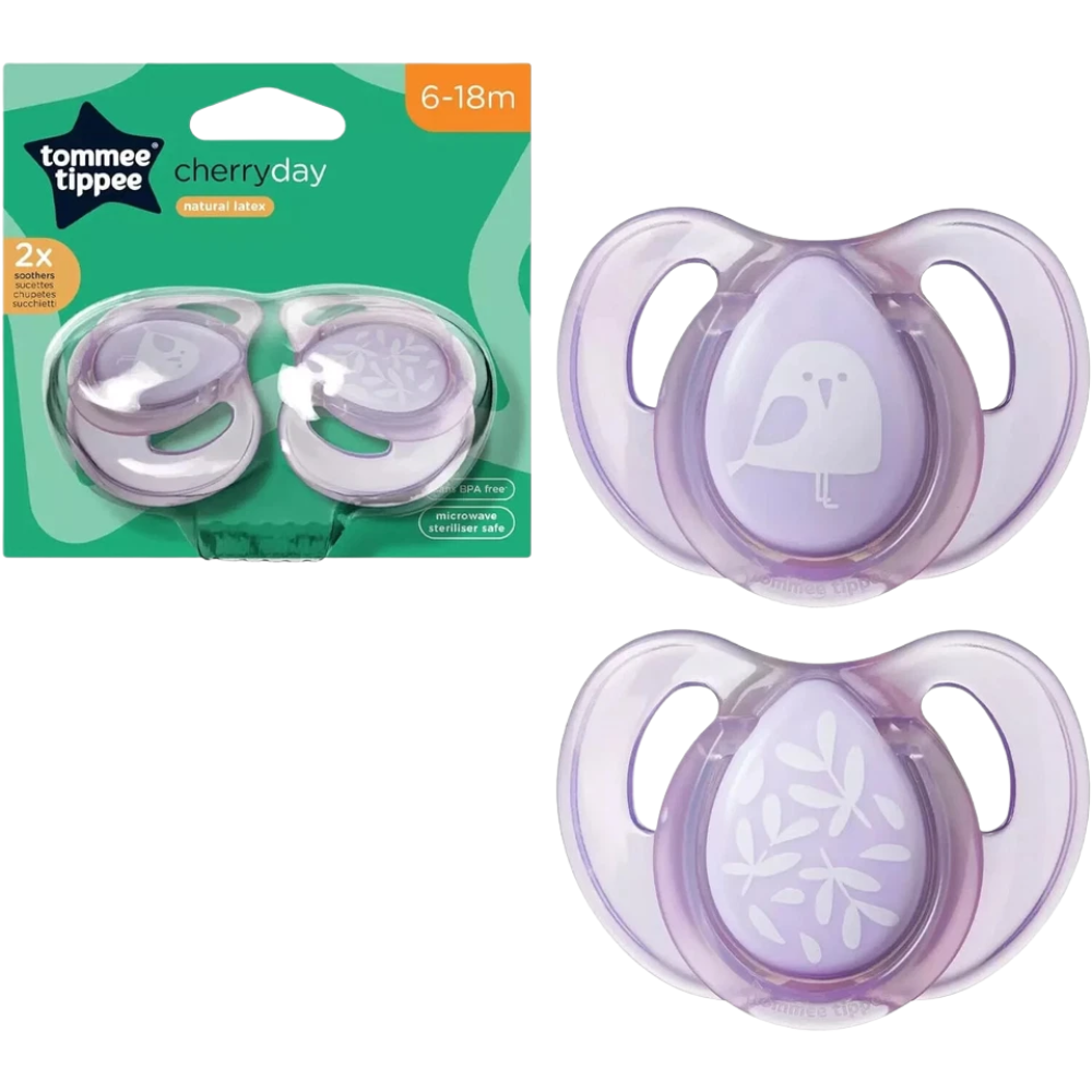 Tommee Tippee Essentials Cherry Natural Latex Baby Soothers 4-Pack Day & Glow in the Dark