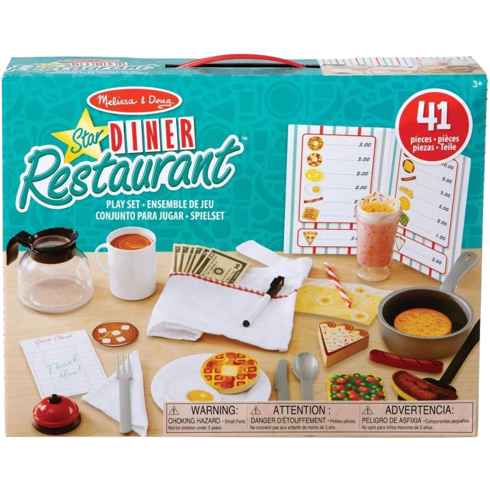 Melissa & Doug Star Diner Restaurant Play Set 41 Pieces Pretend Food Toy for Kids