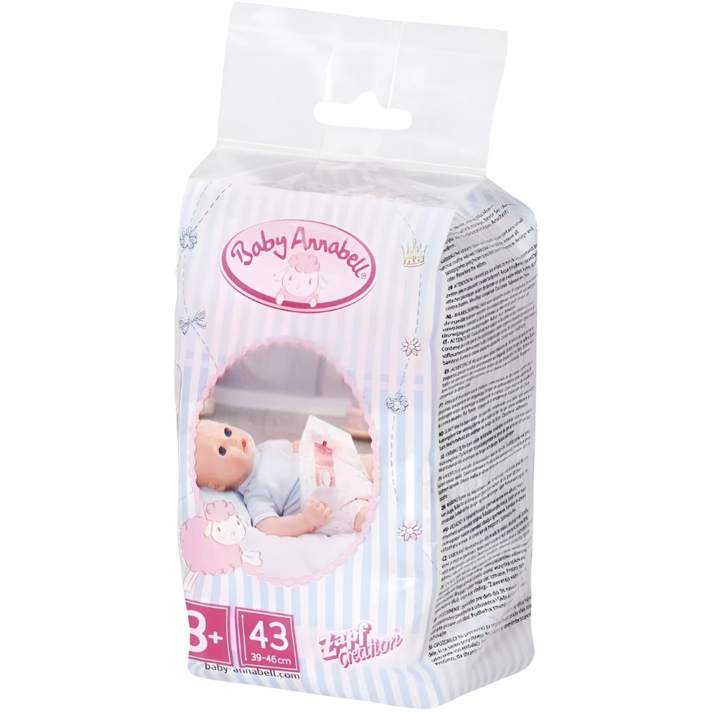 Baby Annabell Toy Nappies 5 Pack for Dolls Up to 43cm, Doll Care Accessory Set