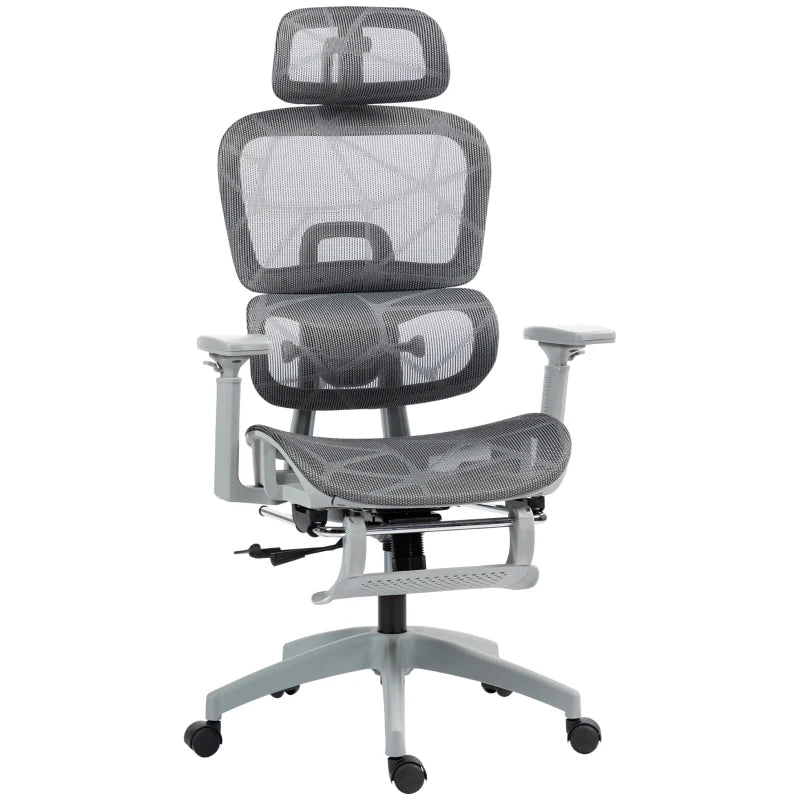 Grey Mesh Swivel Office Chair with Adjustable Features