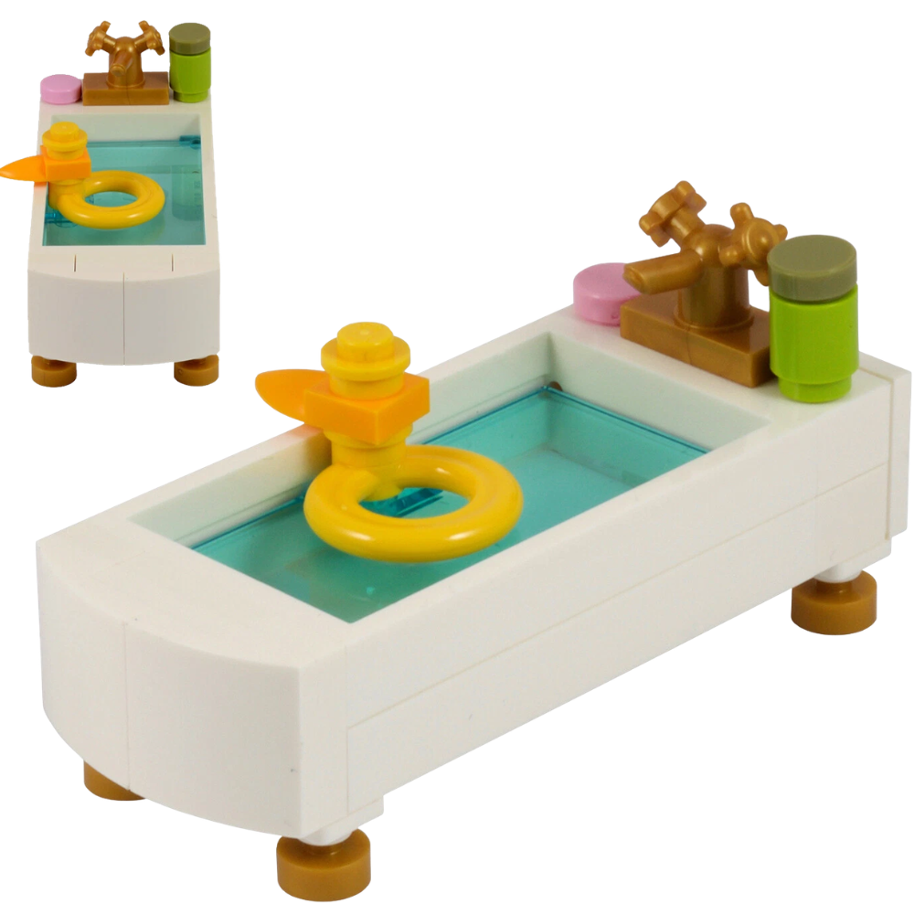 LEGO Bathroom Bath Tub with Rubber Duck Shampoo Soap Accessories City MOC Set Genuine