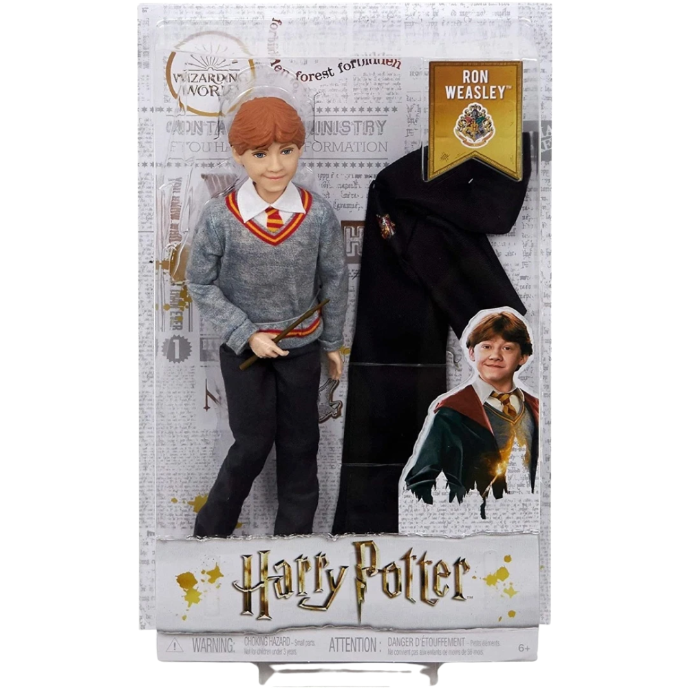 Ron Weasley Harry Potter Doll Hogwarts Uniform Robe Gryffindor Emblem Wand Toy New