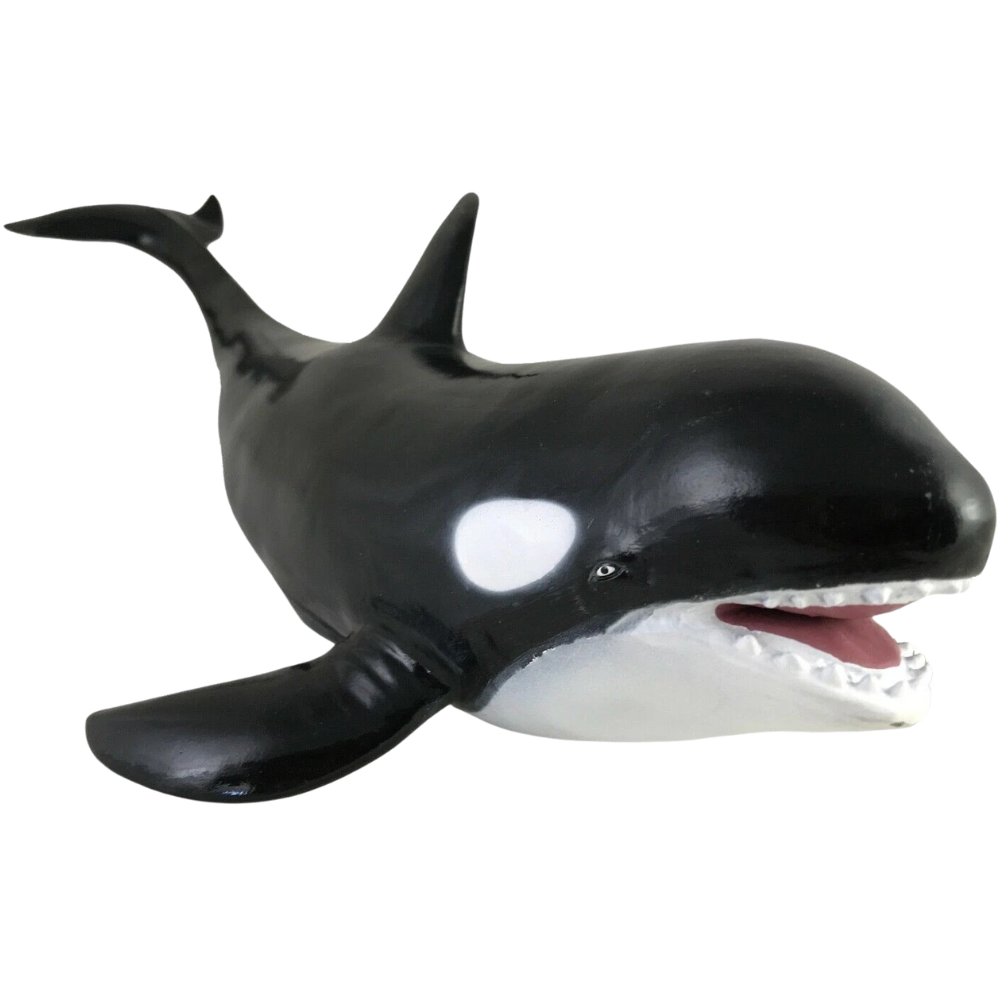 Soft Orca Whale Toy, Black Killer Whale Rubber Figure, Realistic Ocean Animal Gift for Kids 3+