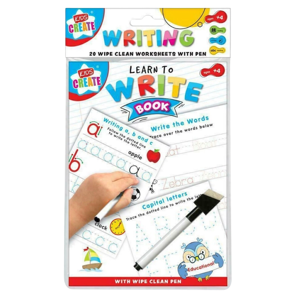 Kids Learn to Write Alphabet Writing Wipe Clean Book with Pen Early Learning School Age 4+