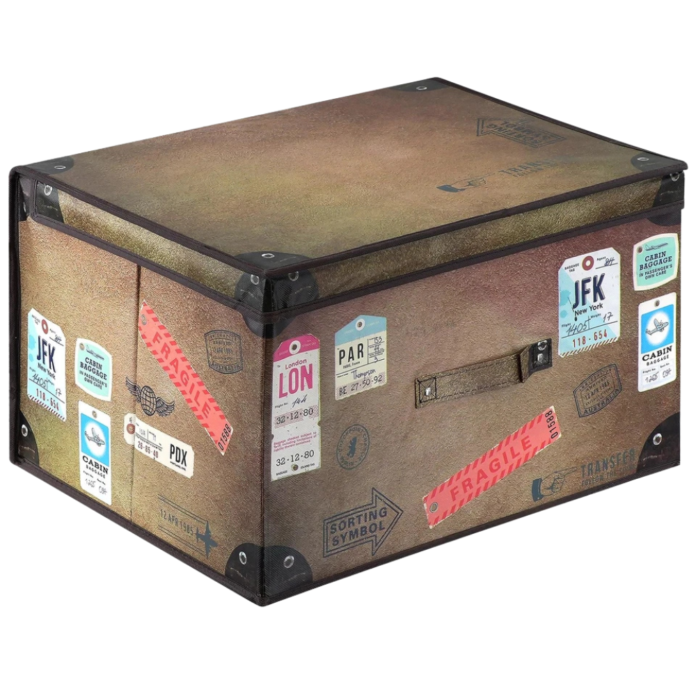 Large Collapsible Vintage Storage Box Folding Jumbo Toy Chest with Lid