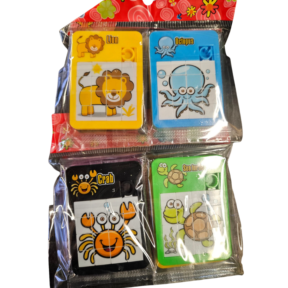 12x Mini Sliding Puzzle Toys Zoo Animal Sea Life Party Bag Fillers