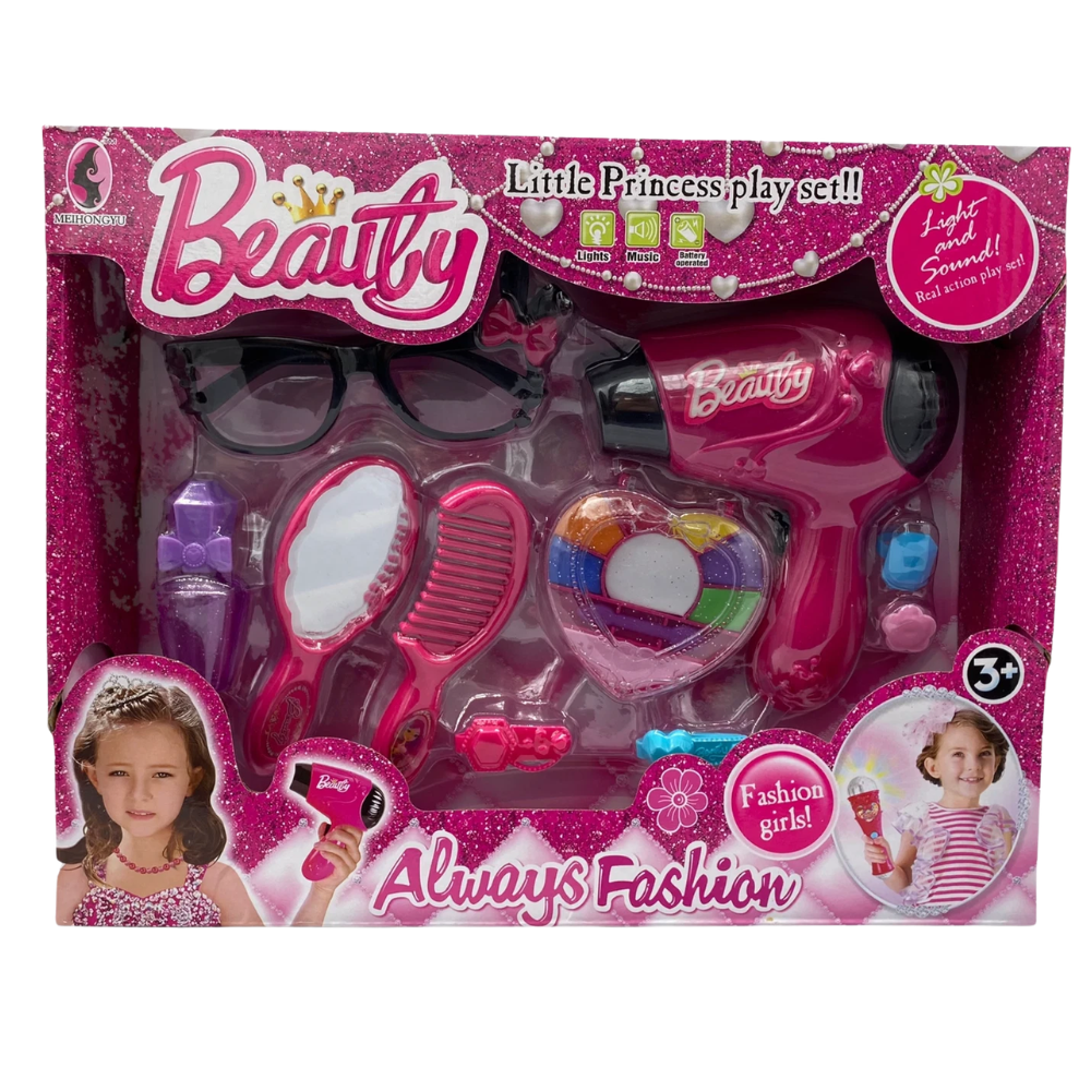 10pc Girls Doll Styling Accessories Set Comb Brush Hair Clips Makeup Pretend Play Gift