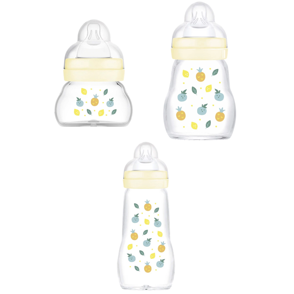 Mam Feel Good Glass Baby Bottle Unisex Anti-Colic Feeding Bottle for Babies New Uk