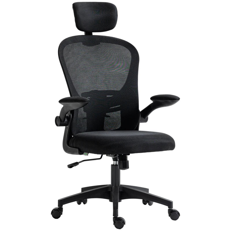 Black Multi-Adjustable Office Chair – Lumbar Support, Headrest & Mesh Back