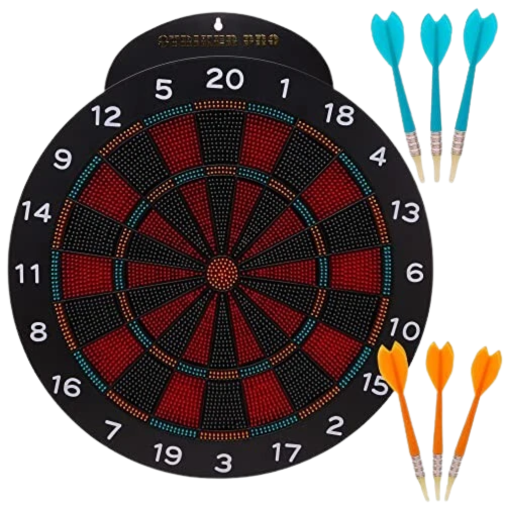 Toyland 40cm 16" Striker Pro Dartboard PDC Style Game with 6 Rubber Tipped Darts Kids 6+
