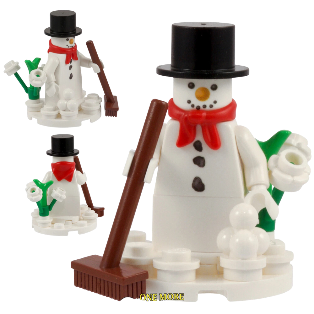 Lego Snowman Christmas Minifigure Winter Cake Topper Made with Genuine Lego Bricks Accessory