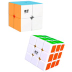 Qiyi 2x2 and 3x3 Stickerless Speed Cube Puzzle Set for Kids Fidget Toy and Brain Teaser Fun