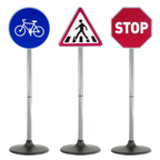 Road Safety Traffic Signs Toy Set Stop Pedestrian Crossing Bike Path Educational Role Play Kids