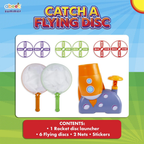 Abeec Flying Disc Launcher Toy for Kids Garden Game with 6 Flying Discs & 2 Launchers