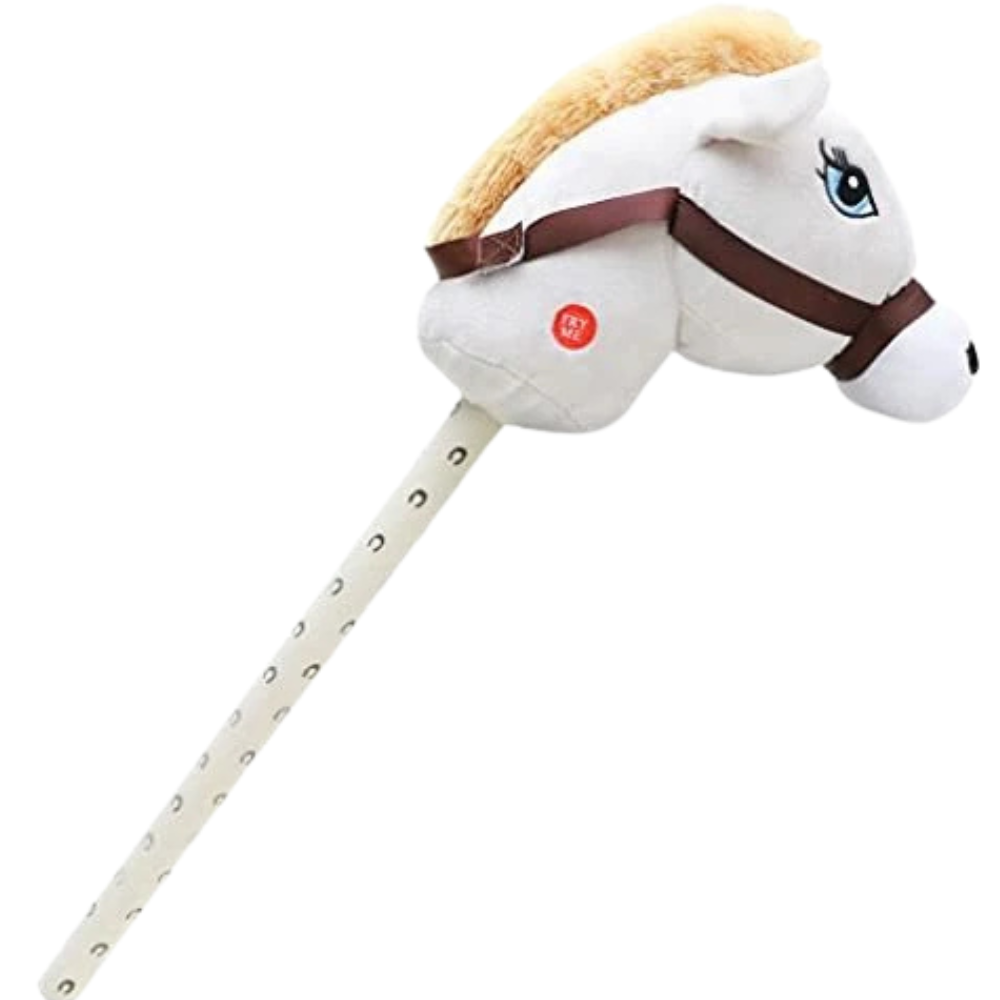 Toyland 26 Inch Hobby Horse with Sound Cream Horse on Stick Toy