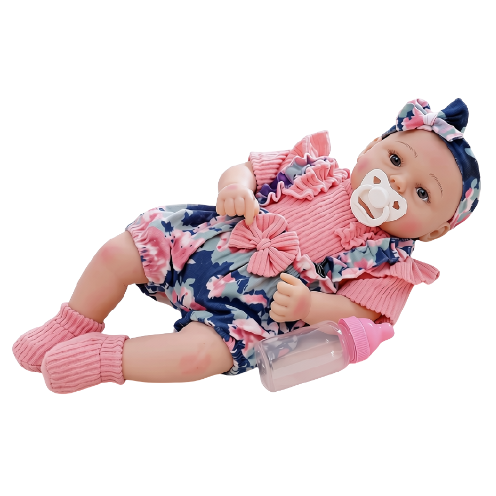 BiBi Doll Sweet Pea 17" Realistic Reborn Baby Doll Girl Dummy Bottle & Outfit