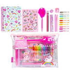 Unicorn Stationery Set for Girls A5 Notebook Pencil Case Gel Pens & Fluffy Pen Gift Set
