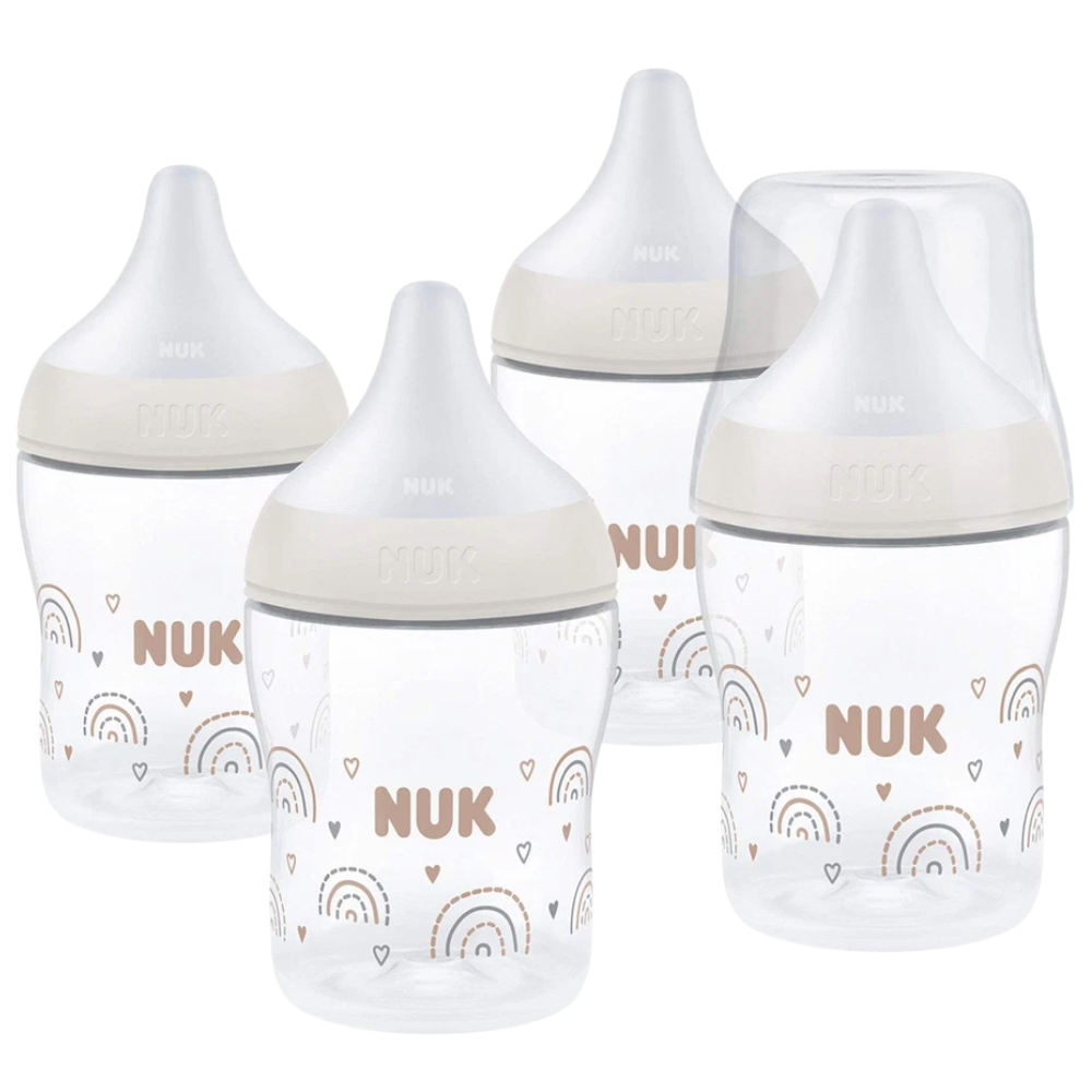 NUK Perfect Match Baby Bottles 150ml Rainbow 4 Pack Anti-Colic Newborn