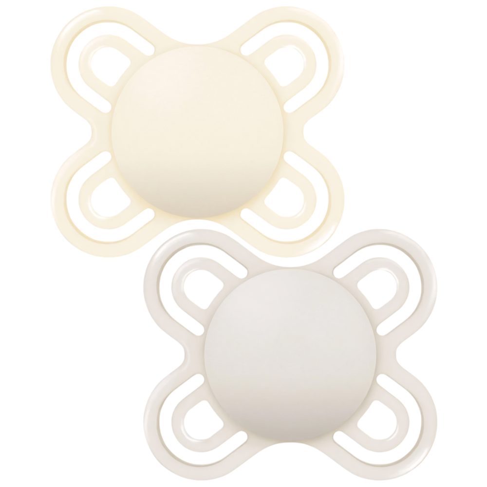 MAM Perfect Start Soothers 0+ Months Twin Pack, SkinSoft Orthodontic Newborn Baby Pacifiers
