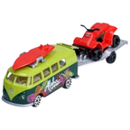 Majorette Volkswagen T1 Blue Van with Quad Trailer 1:64 Scale Diecast Model Toy